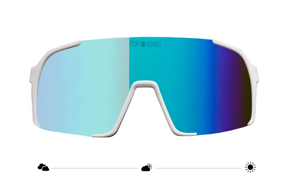 Sonnenbrille POP EYES | EDDY Photochromatic | White|Ocean Blue