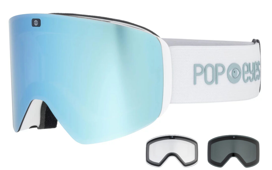 Skibrille | POP EYES | JAMIE CLEAN COLLECTION | mit magnetischer Wechselscheiben-Technologie (incl. 3 Wechselscheiben) | WHITE MINT