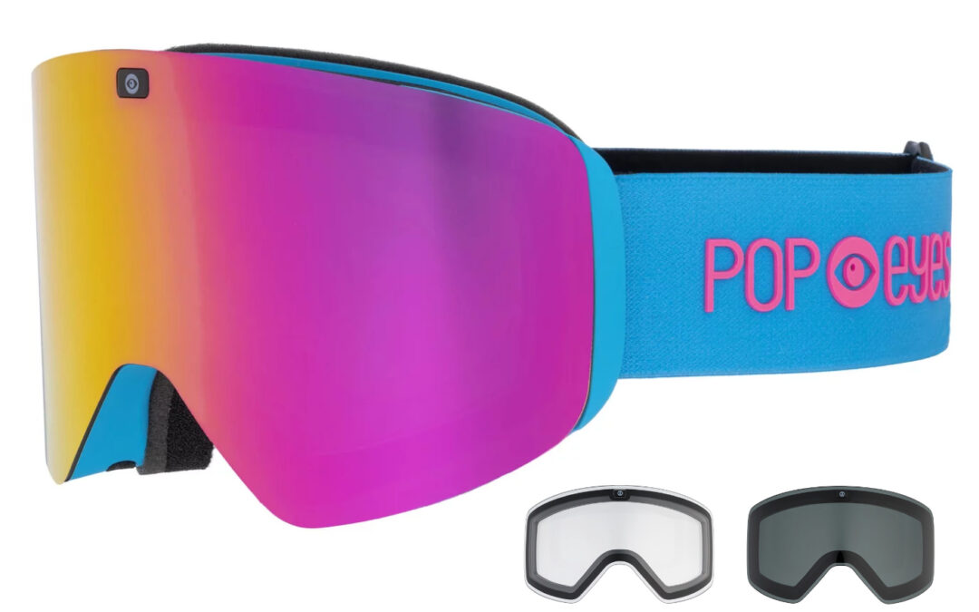 Skibrille | POP EYES | JAMIE NEON | mit magnetischer Wechselscheiben-Technologie (incl. 3 Wechselscheiben) | NEON BLUE