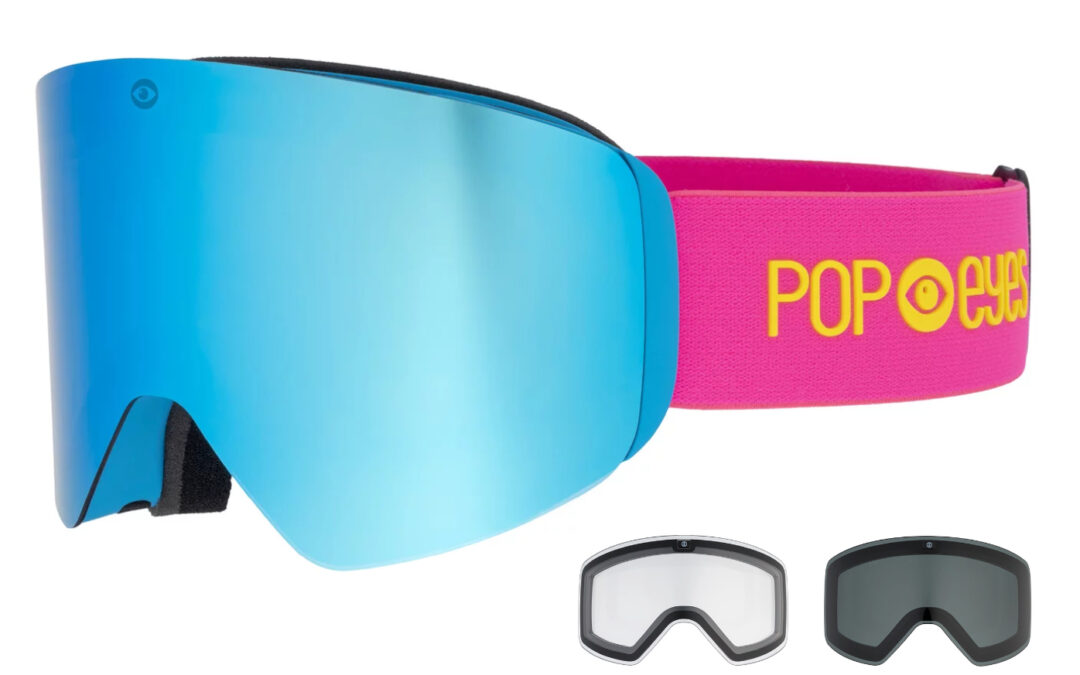 Skibrille | POP EYES | JAMIE NEON | mit magnetischer Wechselscheiben-Technologie (incl. 3 Wechselscheiben) | NEON PINK