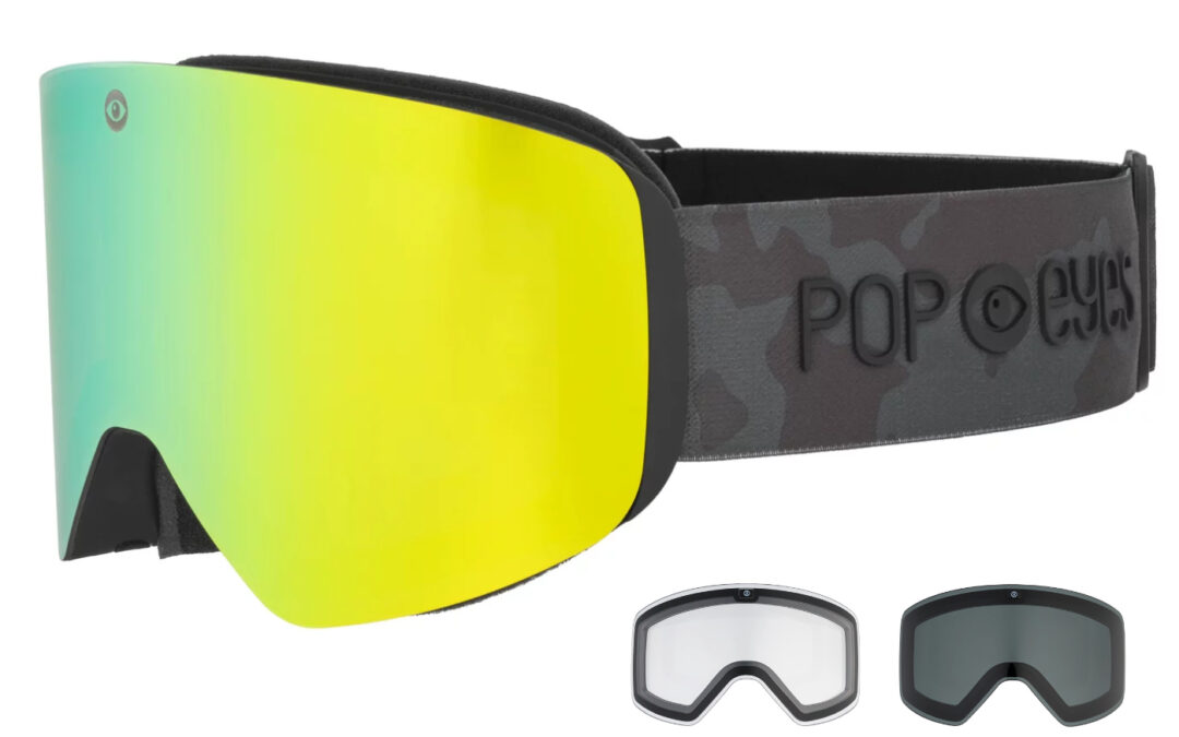 Skibrille | POP EYES | JAMIE WILD | mit magnetischer Wechselscheiben-Technologie (incl. 3 Wechselscheiben) | GREEN ARMY