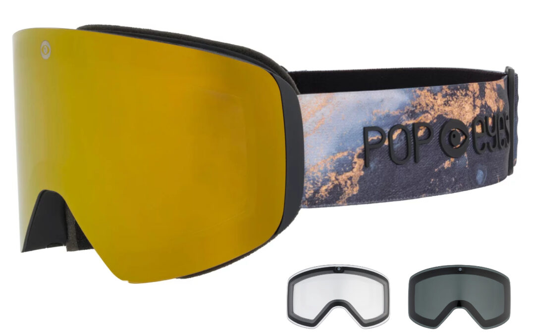 Skibrille | POP EYES | JAMIE WILD | mit magnetischer Wechselscheiben-Technologie (incl. 3 Wechselscheiben) | SOLID GOLD