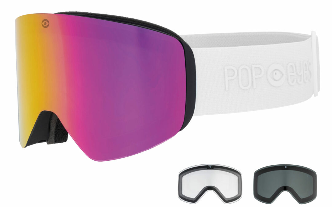 Skibrille | POP EYES | JAMIE CLEAN COLLECTION | mit magnetischer Wechselscheiben-Technologie (incl. 3 Wechselscheiben) | ALL WHITE