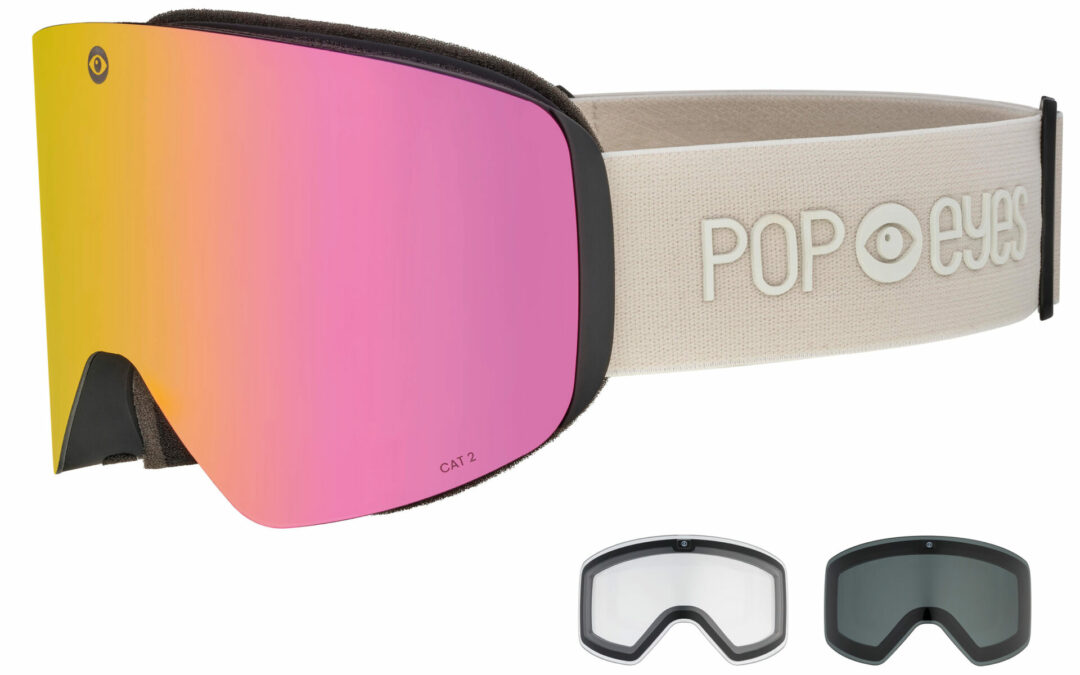 Skibrille | POP EYES | JAMIE CLEAN | mit magnetischer Wechselscheiben Technologie (incl. 3 Wechselscheiben) | BEIGE GLOW