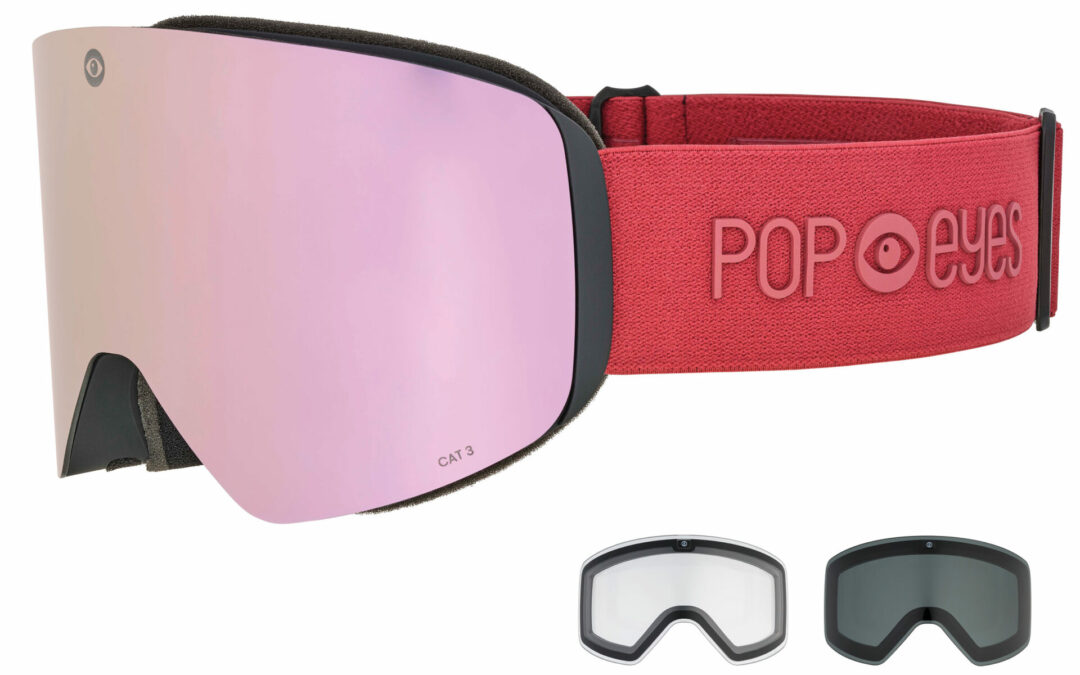 Skibrille | POP EYES | JAMIE CLEAN | mit magnetischer Wechselscheiben Technologie (incl. 3 Wechselscheiben) | DEEP RED