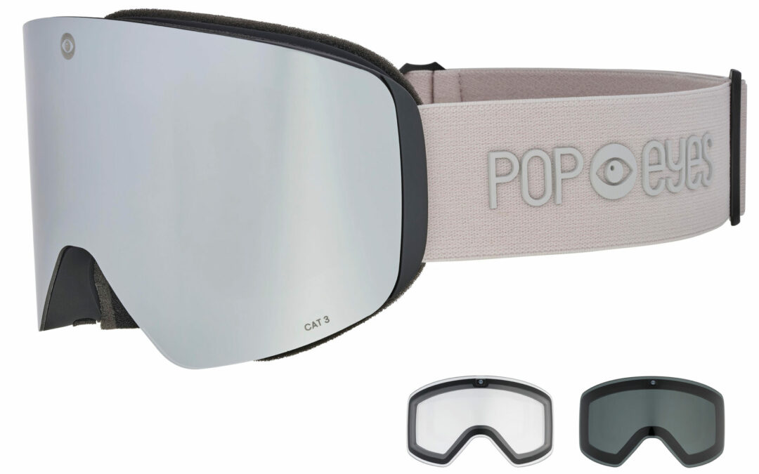 Skibrille | POP EYES | JAMIE CLEAN | mit magnetischer Wechselscheiben Technologie (incl. 3 Wechselscheiben) | FROST GREY