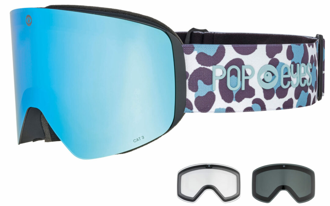 Skibrille | POP EYES | JAMIE LEO | mit magnetischer Wechselscheiben Technologie (incl. 3 Wechselscheiben) | LEO BLUE SKY