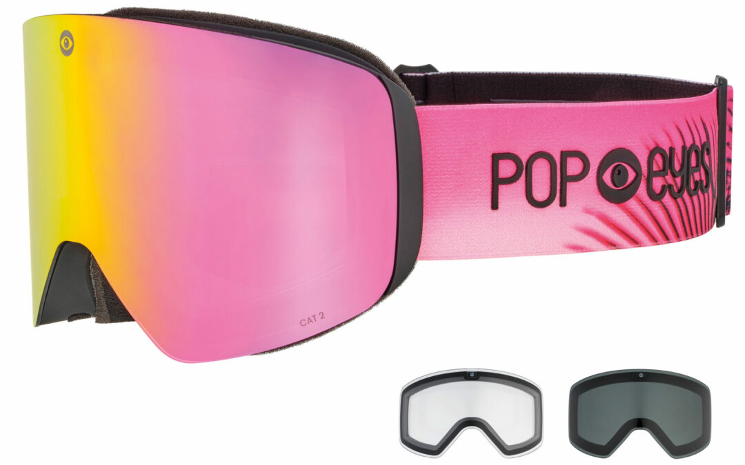 Skibrille | POP EYES | JAMIE WILD | mit magnetischer Wechselscheiben Technologie (incl. 3 Wechselscheiben) | TROPICAL PINK