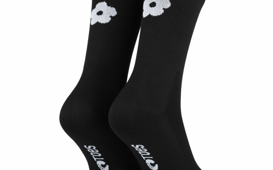 Bike Socken POP TOES | DAN | Flowers – Black | Size 39-42