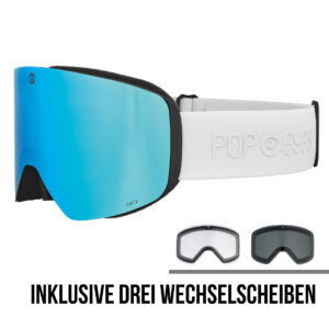 Skibrille | POP EYES | JAMIE CLEAN COLLECTION | mit magnetischer Wechselscheibentechnologie | ALL WHITE | BLUE