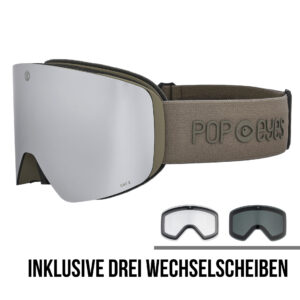 Skibrille | POP EYES | JAMIE CLEAN COLLECTION | mit magnetischer Wechselscheibentechnologie |DARK CHOCOLATE