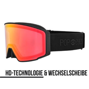 Skibrille | POP EYES | NICK HD | kontrastverstärkende High-Definition-Optik | ALL BLACK HD RED