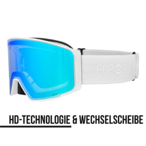 Skibrille | POP EYES | NICK HD | kontrastverstärkende High-Definition-Optik | ALL WHITE HD BLUE
